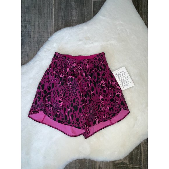 Lululemon Track That Mid-Rise Lined Short 5" Cheetah Camo Magenta Purple Multi - Picture 2 of 5